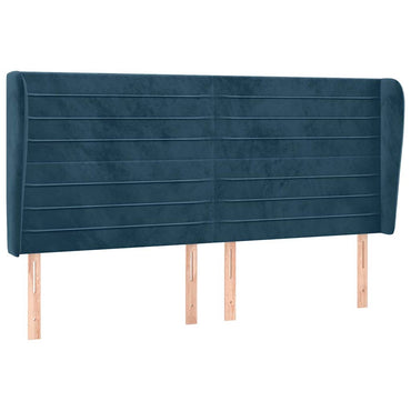 vidaXL Kopfteil mit Ohren Dunkelblau 203x23x118/128 cm Samt