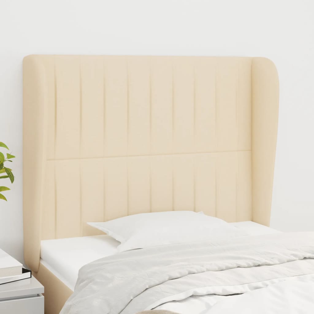 vidaXL Kopfteil mit Ohren Creme 93x23x118/128 cm Stoff