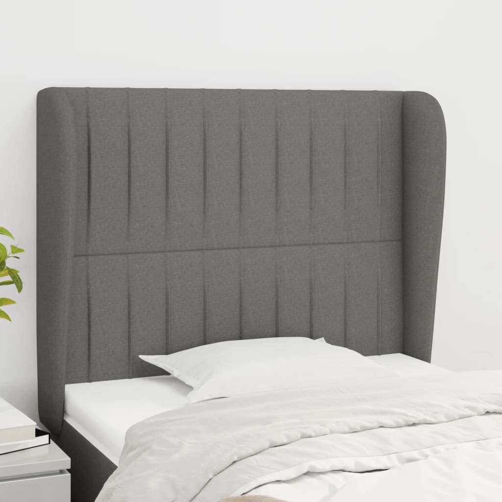 vidaXL Kopfteil mit Ohren Dunkelgrau 103x23x118/128 cm Stoff