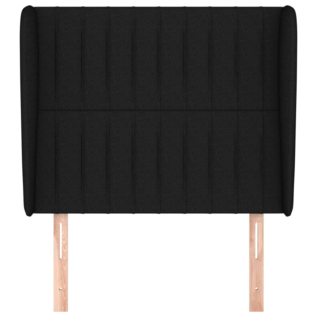 vidaXL Kopfteil mit Ohren Schwarz 103x23x118/128 cm Stoff