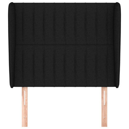 vidaXL Kopfteil mit Ohren Schwarz 103x23x118/128 cm Stoff