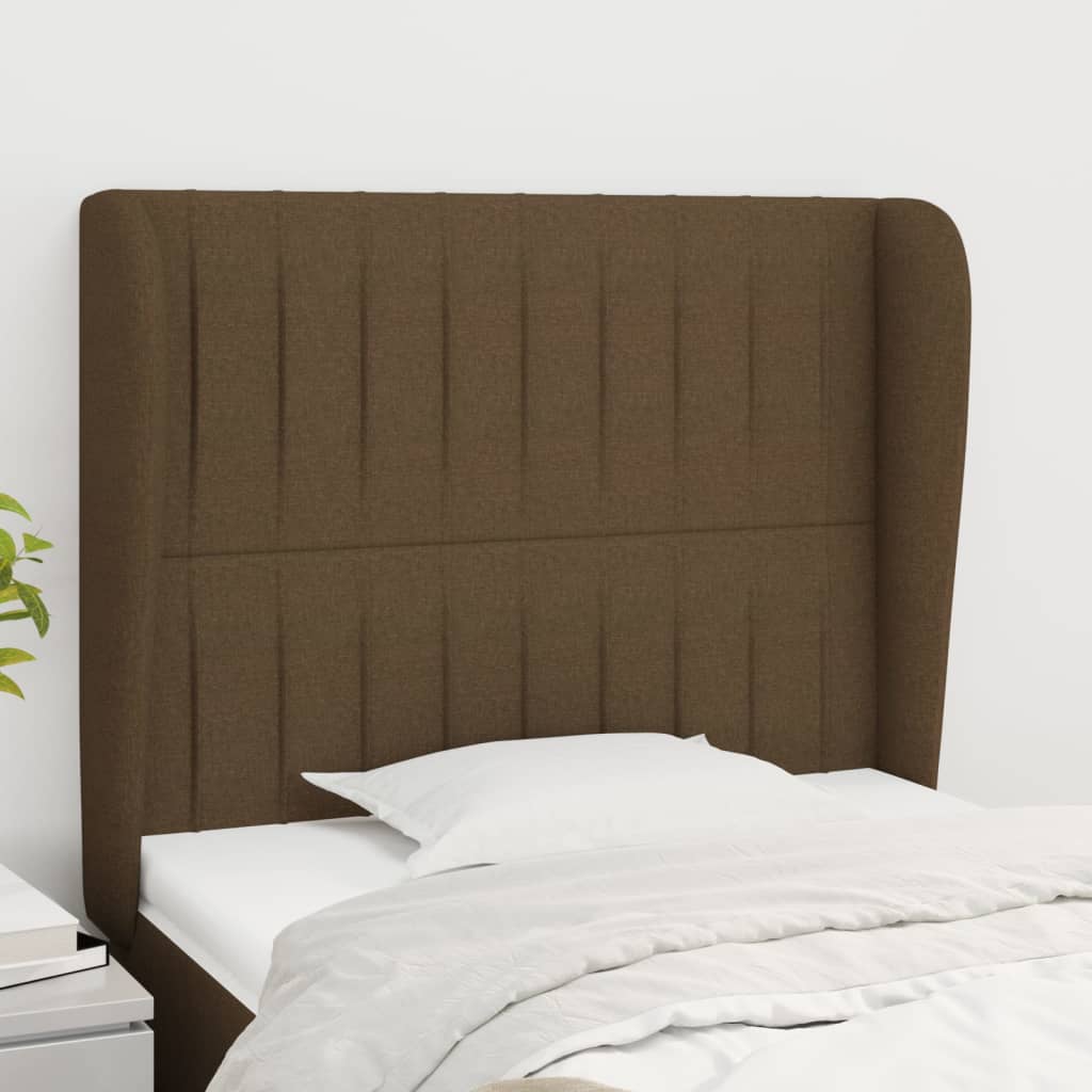 vidaXL Kopfteil mit Ohren Dunkelbraun 103x23x118/128 cm Stoff