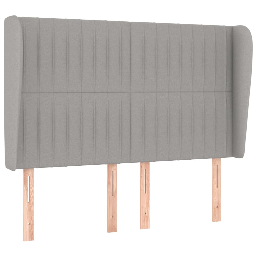 vidaXL Kopfteil mit Ohren Hellgrau 147x23x118/128 cm Stoff
