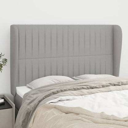 vidaXL Kopfteil mit Ohren Hellgrau 147x23x118/128 cm Stoff