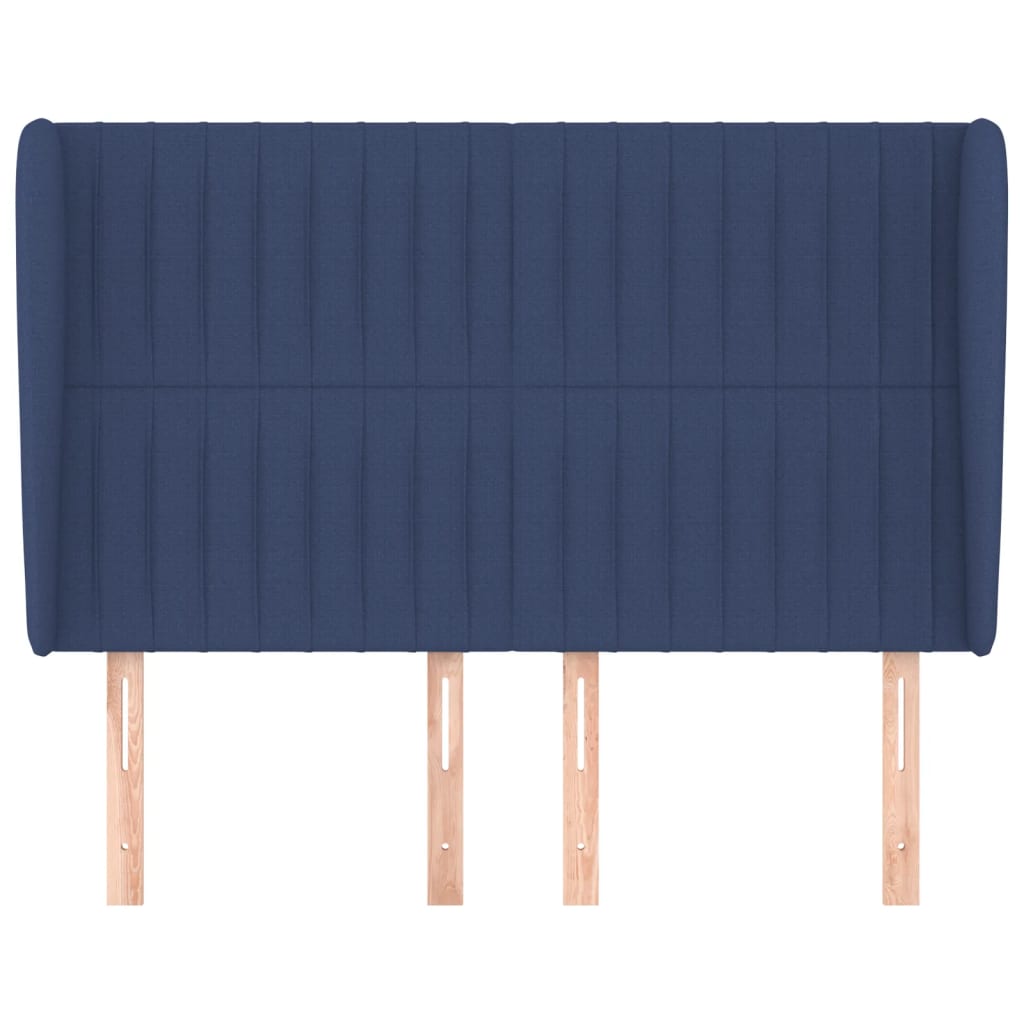 vidaXL Kopfteil mit Ohren Blau 147x23x118/128 cm Stoff