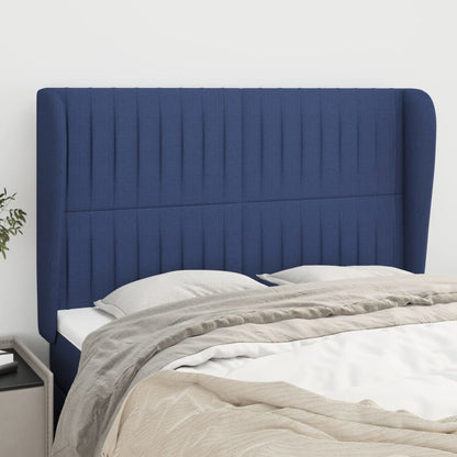 vidaXL Kopfteil mit Ohren Blau 147x23x118/128 cm Stoff