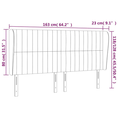 vidaXL Kopfteil mit Ohren Dunkelgrau 163x23x118/128 cm Stoff