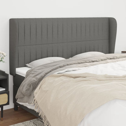 vidaXL Kopfteil mit Ohren Dunkelgrau 163x23x118/128 cm Stoff