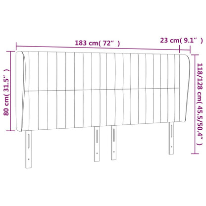 vidaXL Kopfteil mit Ohren Hellgrau 183x23x118/128 cm Stoff