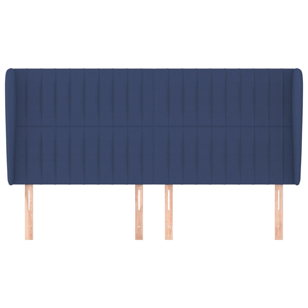 vidaXL Kopfteil mit Ohren Blau 183x23x118/128 cm Stoff