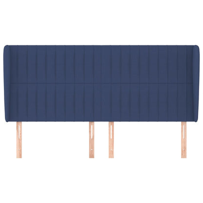 vidaXL Kopfteil mit Ohren Blau 183x23x118/128 cm Stoff