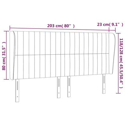 vidaXL Kopfteil mit Ohren Hellgrau 203x23x118/128 cm Stoff