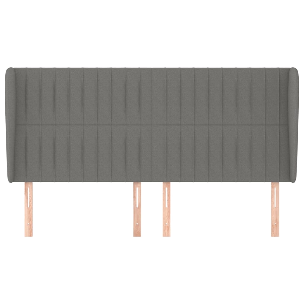 vidaXL Kopfteil mit Ohren Dunkelgrau 203x23x118/128 cm Stoff
