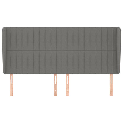 vidaXL Kopfteil mit Ohren Dunkelgrau 203x23x118/128 cm Stoff