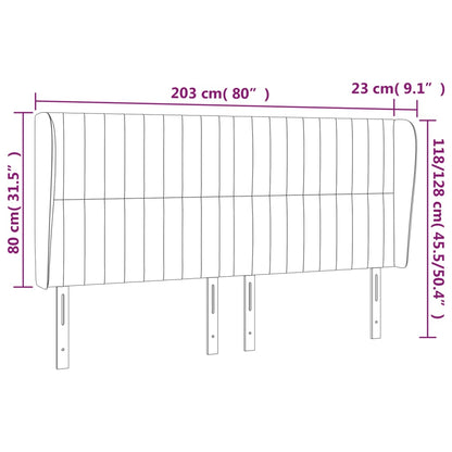 vidaXL Kopfteil mit Ohren Dunkelgrau 203x23x118/128 cm Stoff