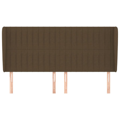 vidaXL Kopfteil mit Ohren Dunkelbraun 203x23x118/128 cm Stoff