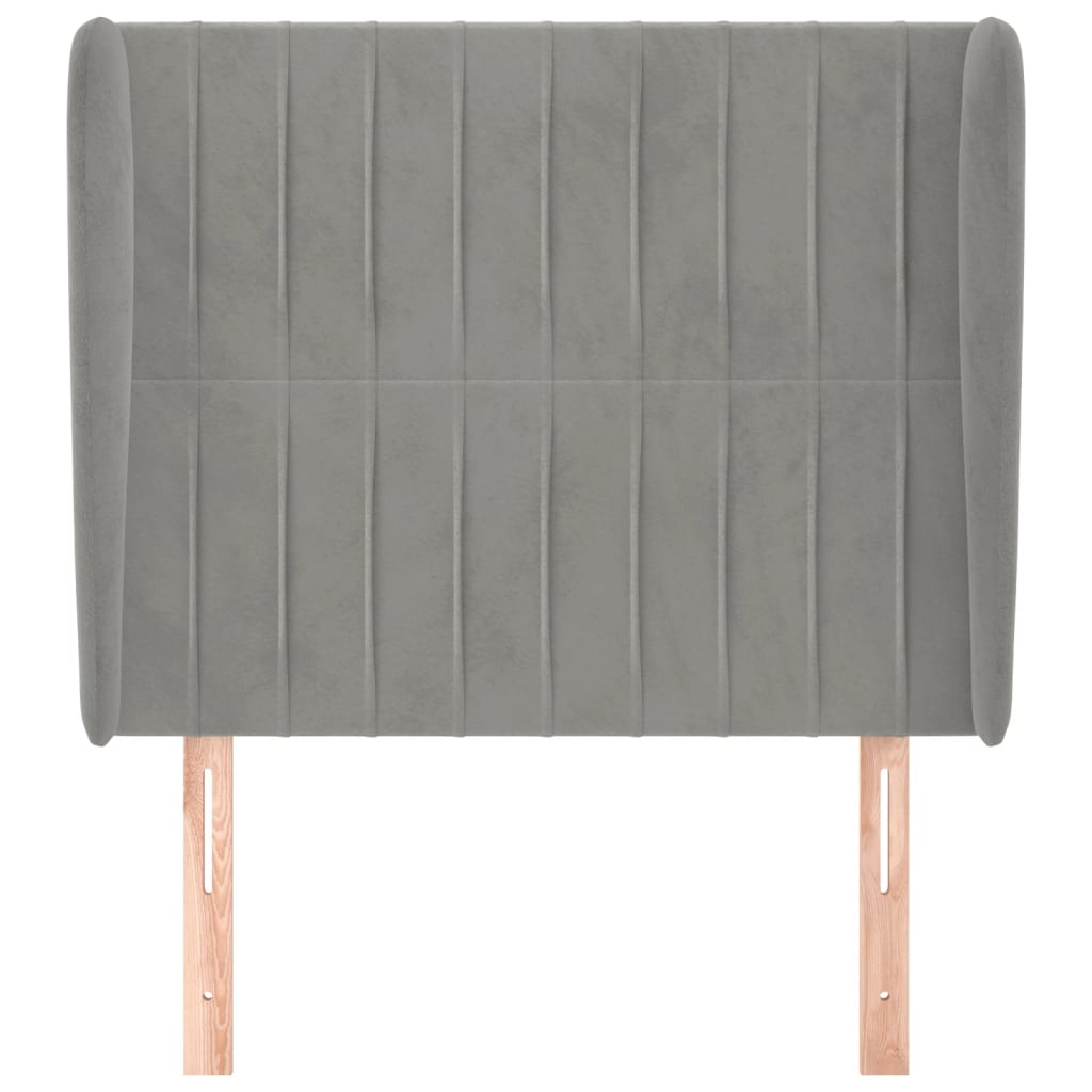 vidaXL Kopfteil mit Ohren Hellgrau 83x23x118/128 cm Samt