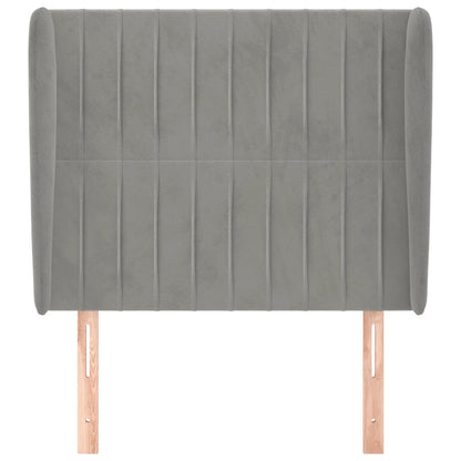 vidaXL Kopfteil mit Ohren Hellgrau 83x23x118/128 cm Samt