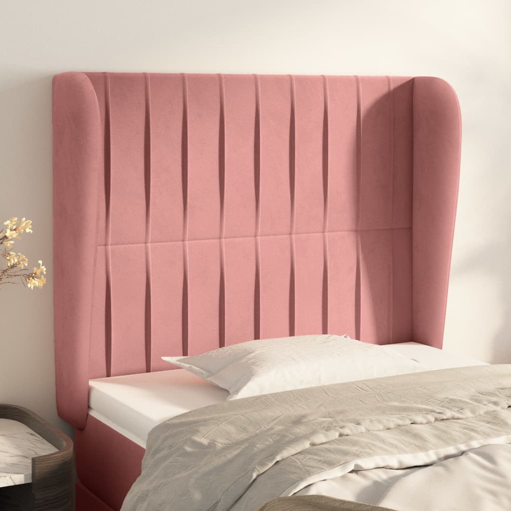 vidaXL Tête de lit à oreilles rose 83x23x118/128 cm velours