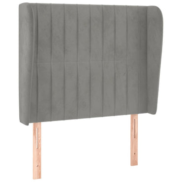 vidaXL Kopfteil mit Ohren Hellgrau 93x23x118/128 cm Samt