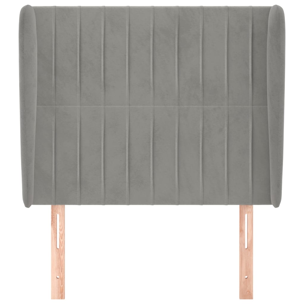vidaXL Kopfteil mit Ohren Hellgrau 93x23x118/128 cm Samt