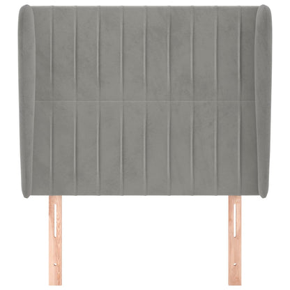 vidaXL Kopfteil mit Ohren Hellgrau 93x23x118/128 cm Samt