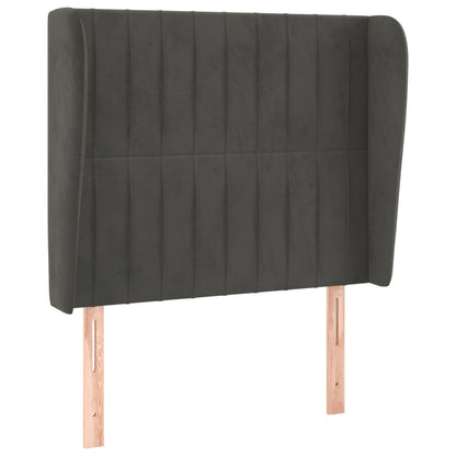 vidaXL Tête de lit à oreilles Gris foncé 93x23x118/128 cm Velours