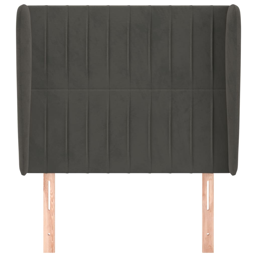 vidaXL Tête de lit à oreilles Gris foncé 93x23x118/128 cm Velours