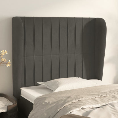 vidaXL Tête de lit à oreilles Gris foncé 93x23x118/128 cm Velours