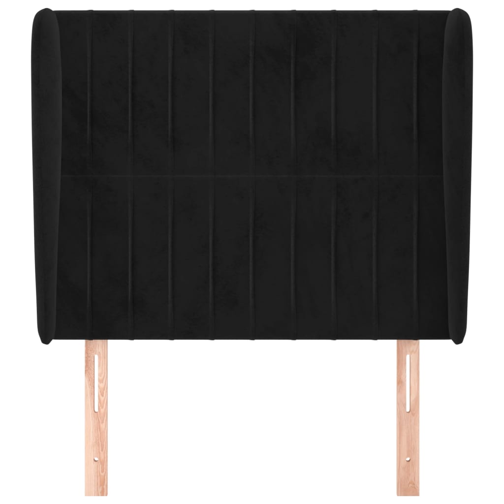 vidaXL Tête de lit à oreilles Noir 93x23x118/128 cm Velours