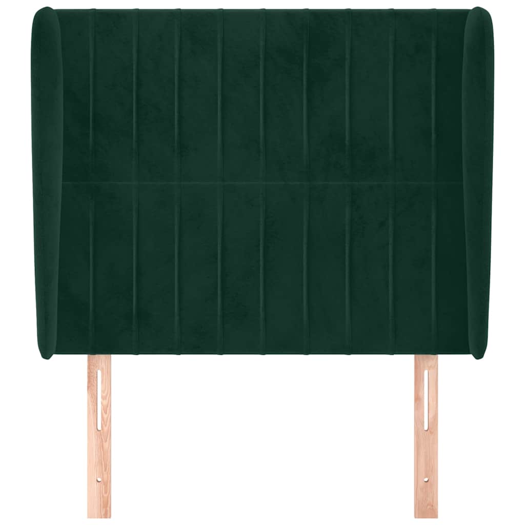 vidaXL Kopfteil mit Ohren Dunkelgrün 93x23x118/128 cm Samt
