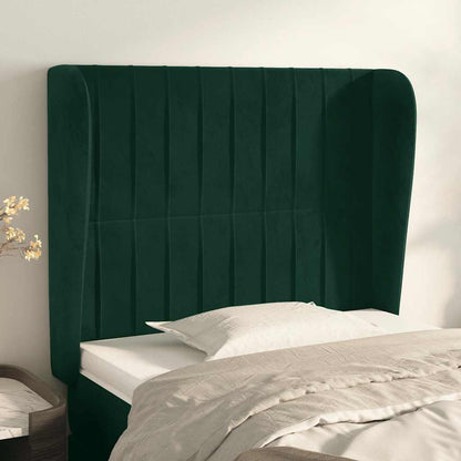 vidaXL Kopfteil mit Ohren Dunkelgrün 93x23x118/128 cm Samt