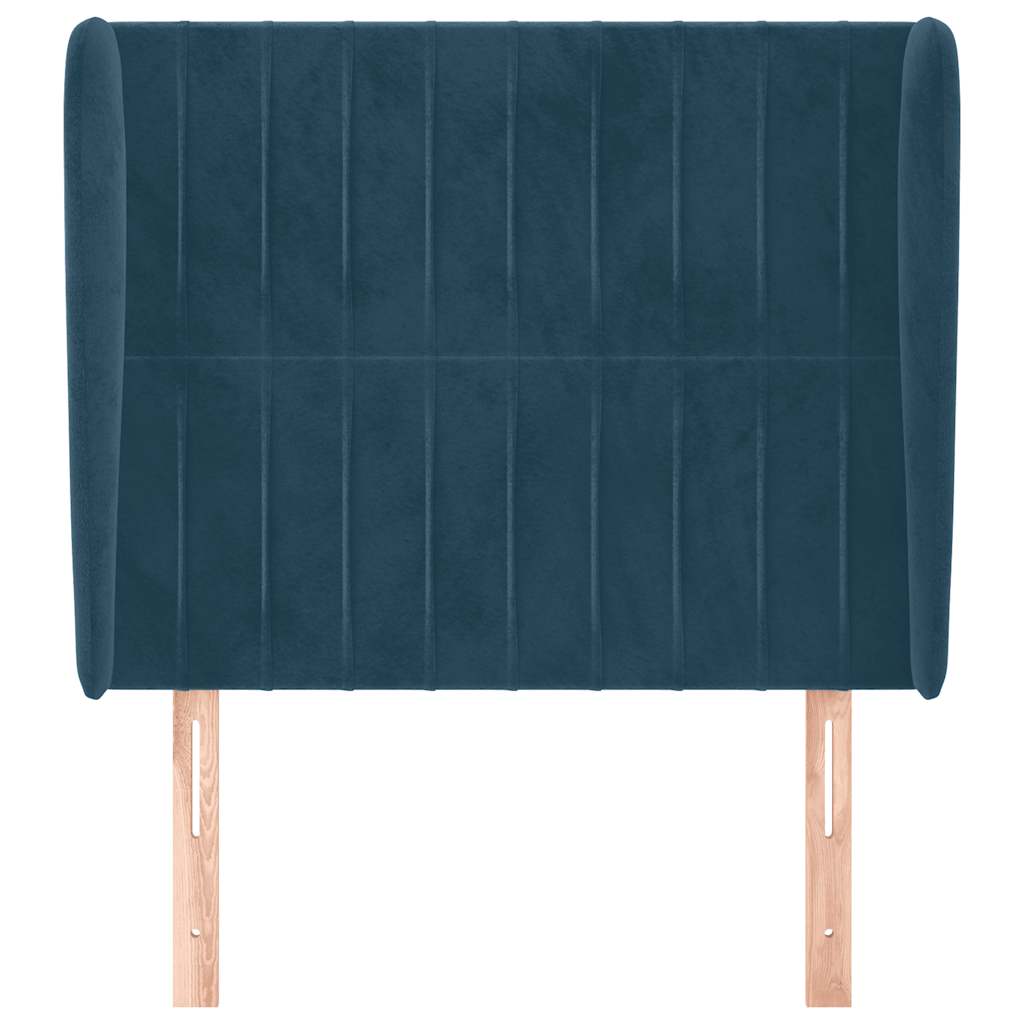 vidaXL Kopfteil mit Ohren Dunkelblau 93x23x118/128 cm Samt