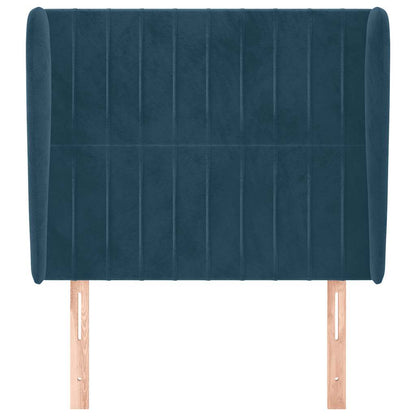 vidaXL Kopfteil mit Ohren Dunkelblau 93x23x118/128 cm Samt