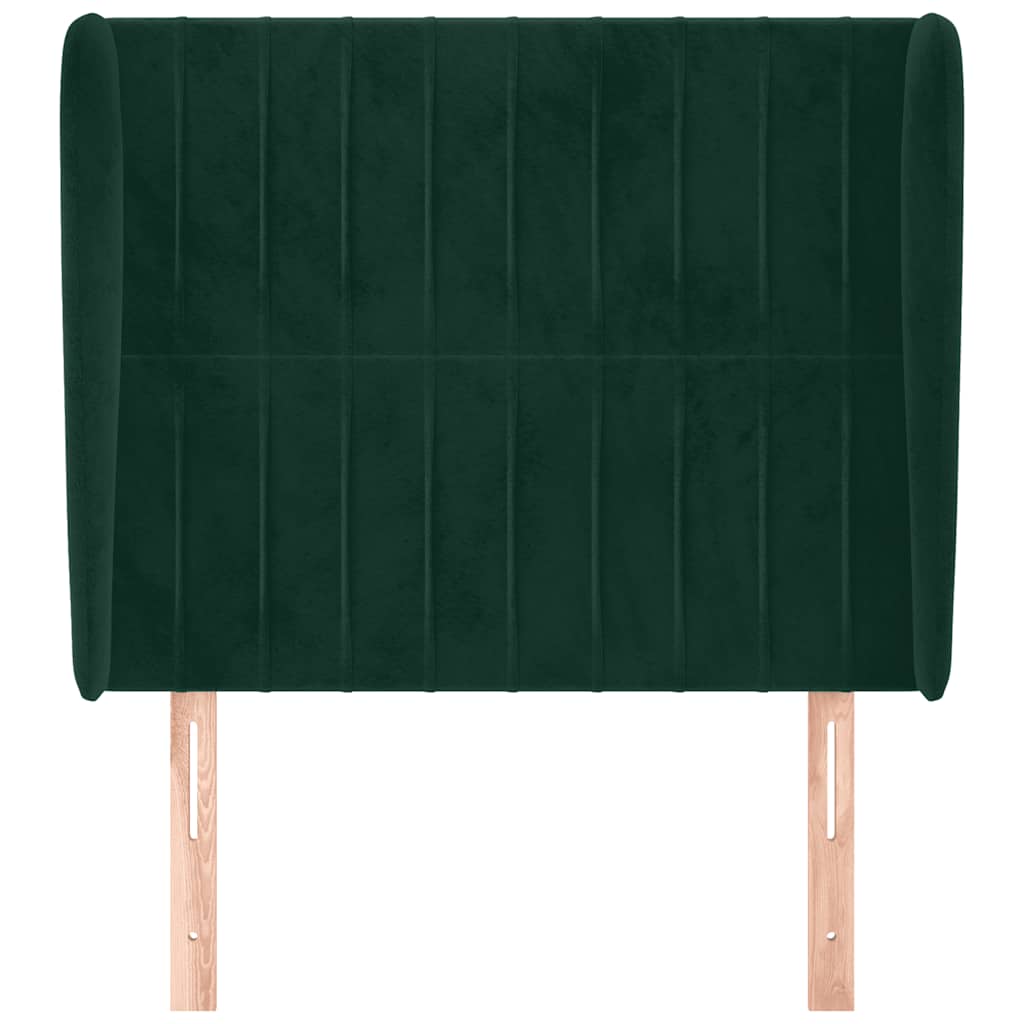 vidaXL Kopfteil mit Ohren Dunkelgrün 103x23x118/128 cm Samt