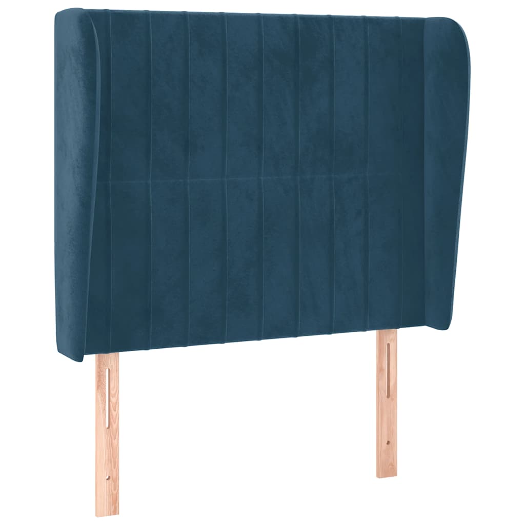 vidaXL Kopfteil mit Ohren Dunkelblau 103x23x118/128 cm Samt