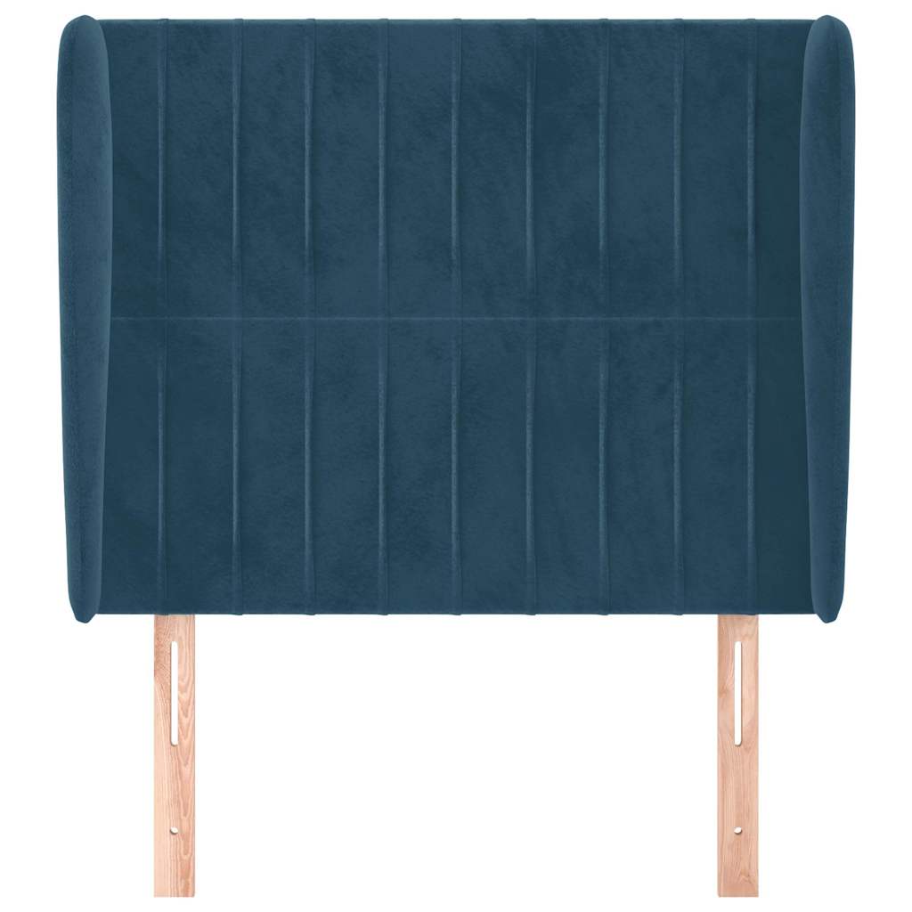 vidaXL Kopfteil mit Ohren Dunkelblau 103x23x118/128 cm Samt