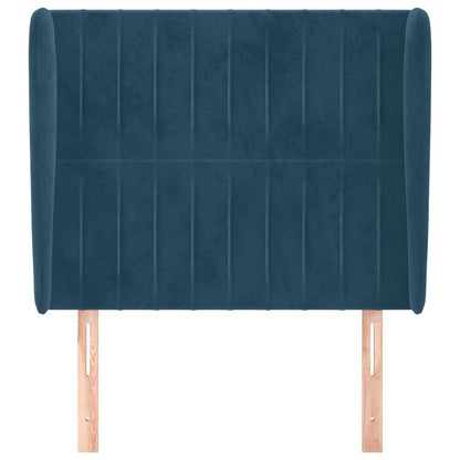 vidaXL Kopfteil mit Ohren Dunkelblau 103x23x118/128 cm Samt