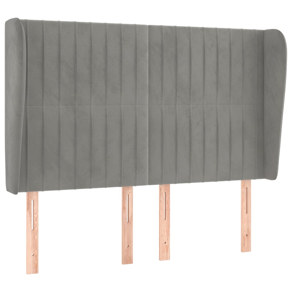 vidaXL Kopfteil mit Ohren Hellgrau 147x23x118/128 cm Samt