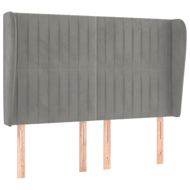 vidaXL Kopfteil mit Ohren Hellgrau 147x23x118/128 cm Samt