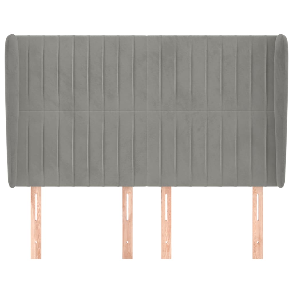 vidaXL Kopfteil mit Ohren Hellgrau 147x23x118/128 cm Samt