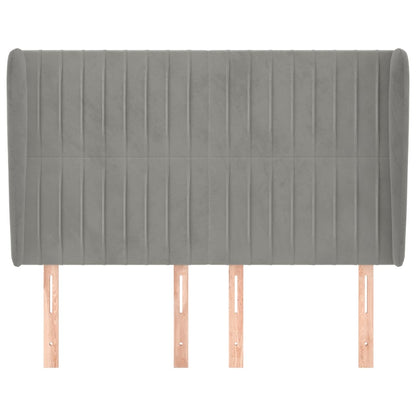 vidaXL Kopfteil mit Ohren Hellgrau 147x23x118/128 cm Samt