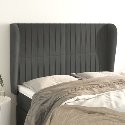 vidaXL Kopfteil mit Ohren Dunkelgrau 147x23x118/128 cm Samt