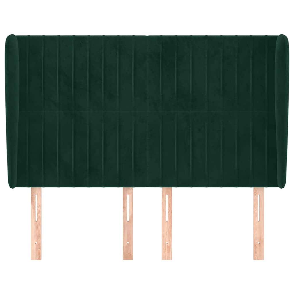 vidaXL Kopfteil mit Ohren Dunkelgrün 147x23x118/128 cm Samt