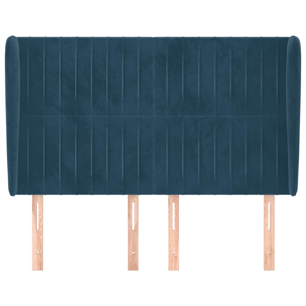 vidaXL Kopfteil mit Ohren Dunkelblau 147x23x118/128 cm Samt