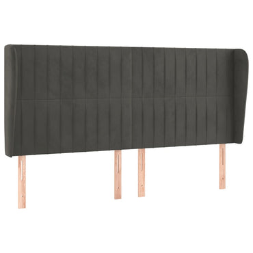 vidaXL Kopfteil mit Ohren Dunkelgrau 163x23x118/128 cm Samt