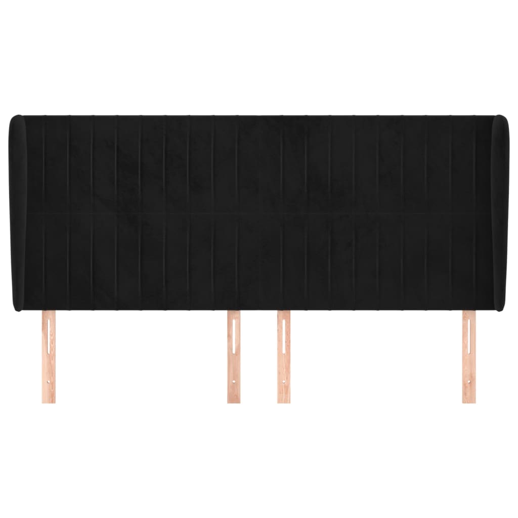 vidaXL Kopfteil mit Ohren Schwarz 163x23x118/128 cm Samt