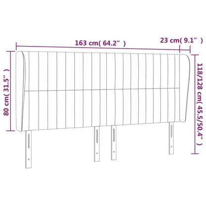 vidaXL Kopfteil mit Ohren Schwarz 163x23x118/128 cm Samt