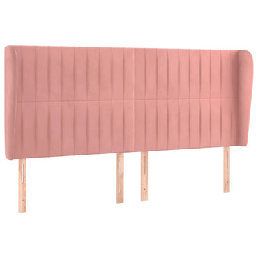 vidaXL Kopfteil mit Ohren Rosa 163x23x118/128 cm Samt