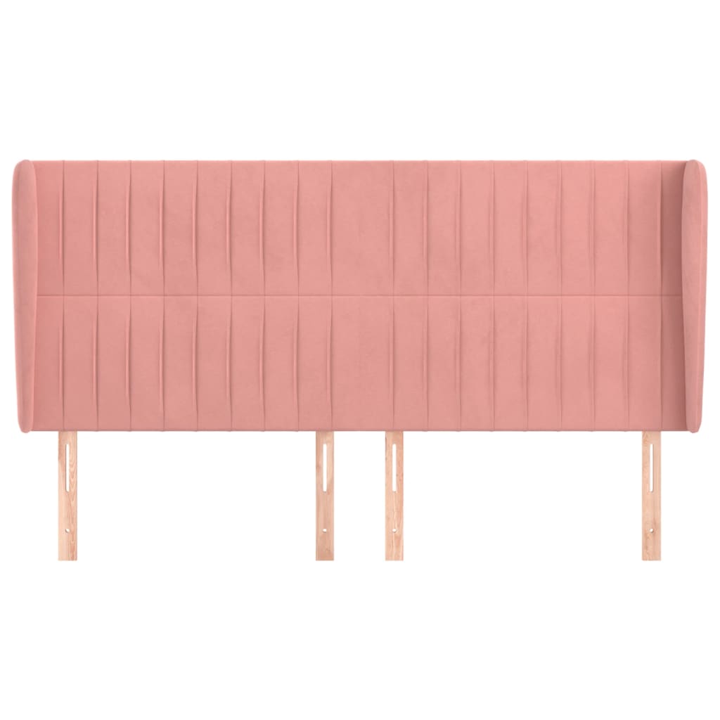 vidaXL Kopfteil mit Ohren Rosa 163x23x118/128 cm Samt